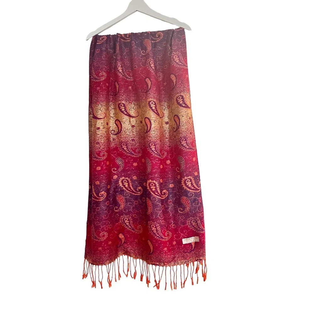 # B004 Multicolor Paisley Pashmina Scarf Shawl Wrap Fringe BohoStyle FallLayers